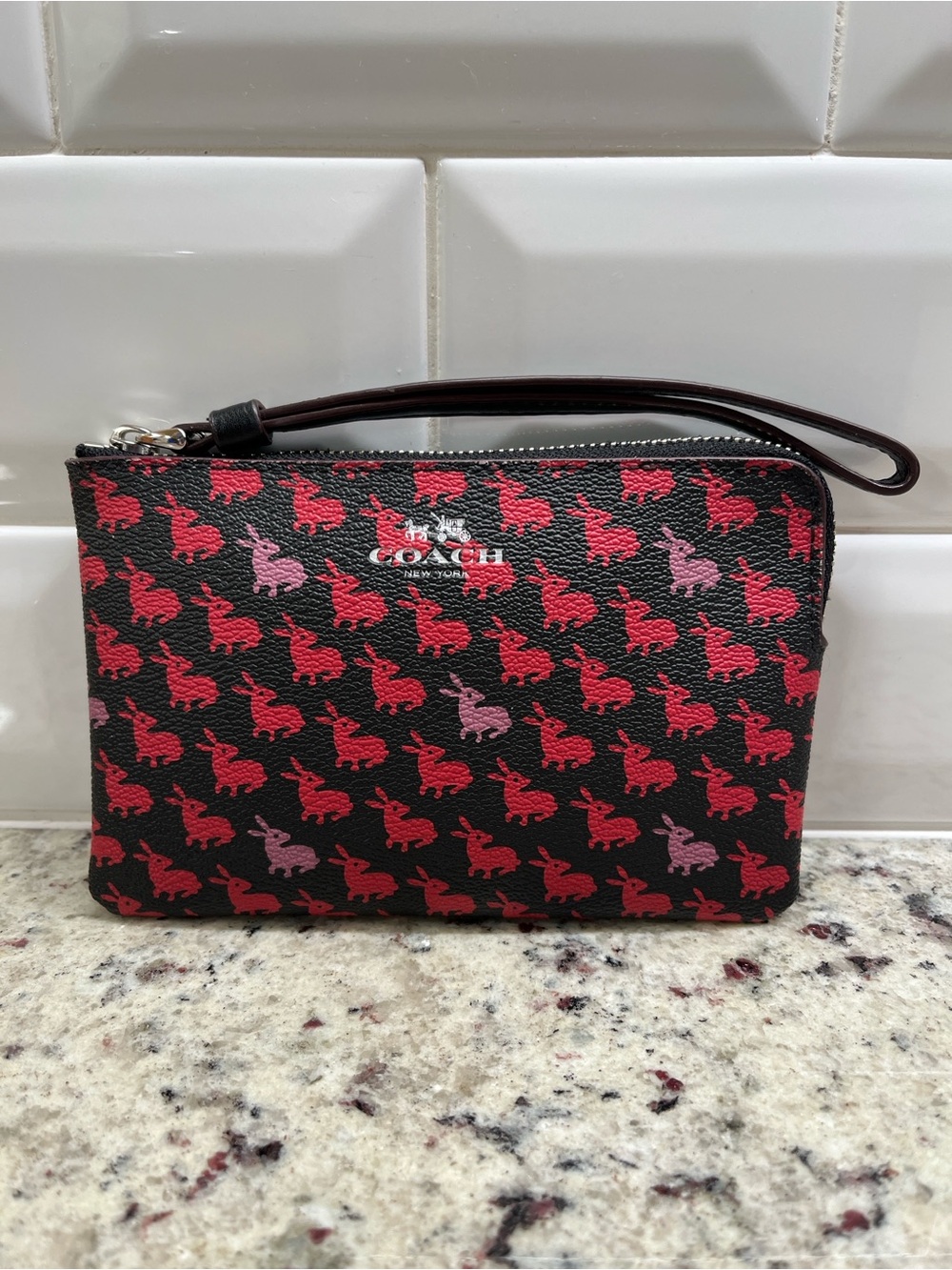 Coach Corner Zip Rabbit Wristlet NWOT